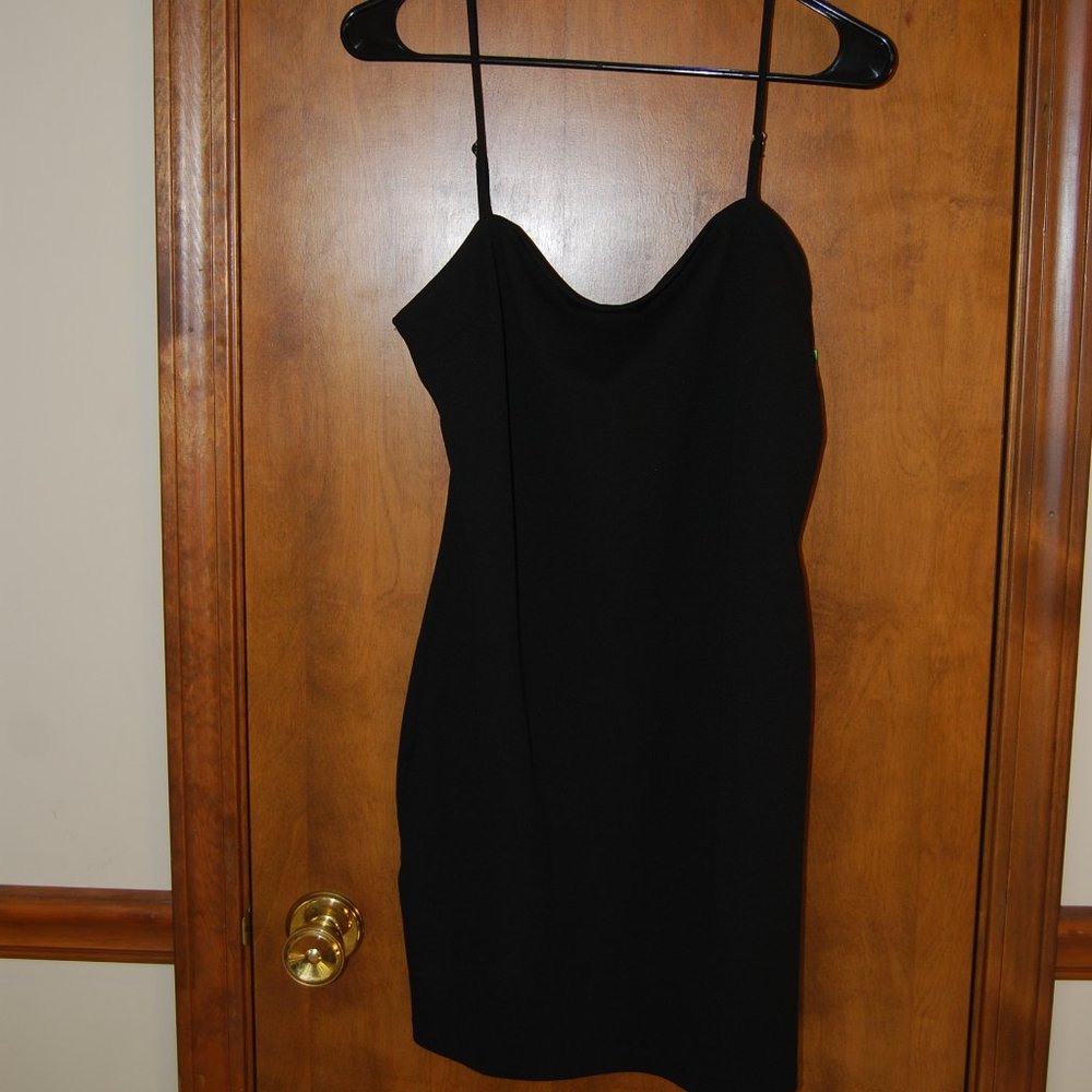 Forever 21 Short Little Black Dress Size L Adj Spaghetti Straps, Pullover